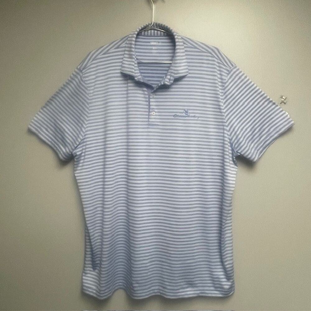 Johnnie-O Oldie Hickory Men's Polo Golf Shirt Blue Purple Striped - Size XXL